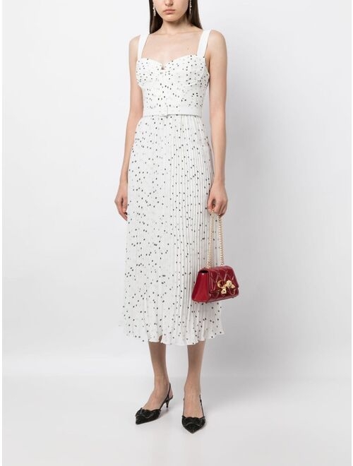 Self-Portrait polka dot pleated midi dress