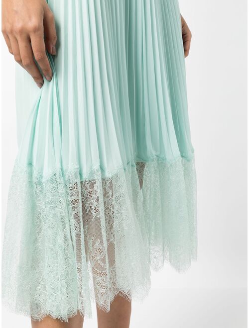 Self-Portrait pleated lace-trim midi dress