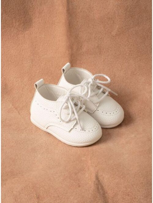 Shein KIDSUN Infant Baby Boy Oxford Shoes PU Leather Loafers Rubber and Soft Sole Wedding Dress Shoes Toddler Girl Baby Walking Shoes