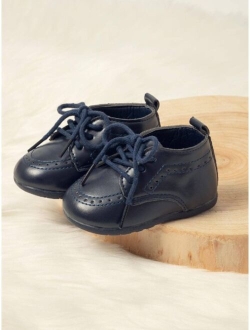 Shein KIDSUN Infant Baby Boy Oxford Shoes PU Leather Loafers Rubber and Soft Sole Wedding Dress Shoes Toddler Girl Baby Walking Shoes