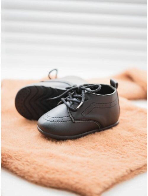 Shein KIDSUN Infant Baby Boy Oxford Shoes PU Leather Loafers Rubber and Soft Sole Wedding Dress Shoes Toddler Girl Baby Walking Shoes