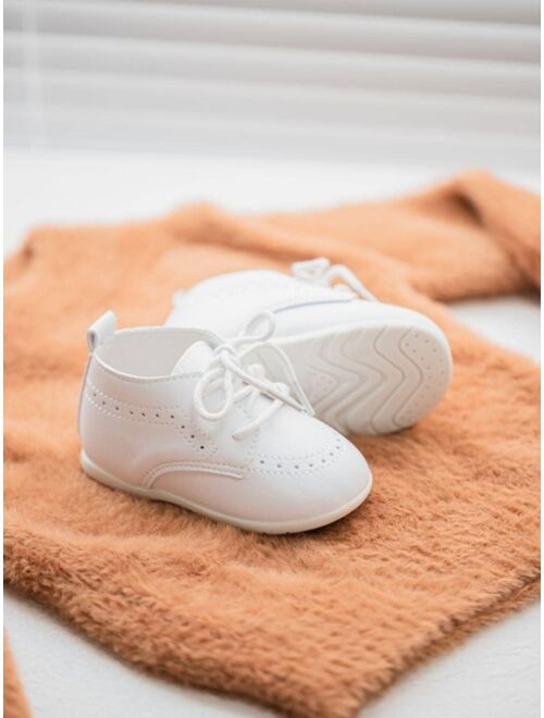 Shein KIDSUN Infant Baby Boy Oxford Shoes PU Leather Loafers Rubber and Soft Sole Wedding Dress Shoes Toddler Girl Baby Walking Shoes