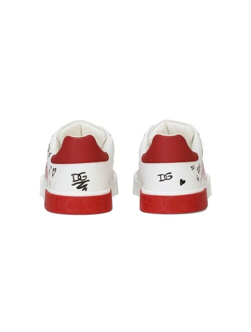 Dolce & Gabbana Kids side poppy-print low-top sneakers