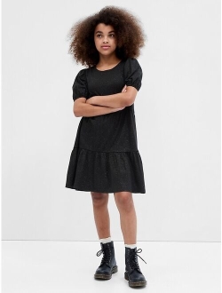 Kids Puff Sleeve Tiered Dress