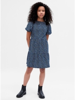 Kids Puff Sleeve Tiered Dress