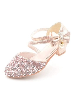 LFHT Little Kids Girls Dress Shoes Mary Jane Wedding Party Shoes Glitter Bridesmaids Princess Heels Sandals(Toddler/Little Kid)