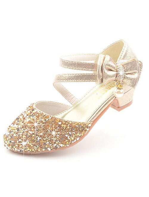 LFHT Little Kids Girls Dress Shoes Mary Jane Wedding Party Shoes Glitter Bridesmaids Princess Heels Sandals(Toddler/Little Kid)