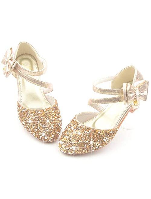 LFHT Little Kids Girls Dress Shoes Mary Jane Wedding Party Shoes Glitter Bridesmaids Princess Heels Sandals(Toddler/Little Kid)