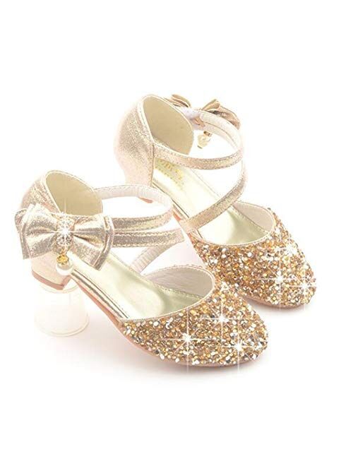 LFHT Little Kids Girls Dress Shoes Mary Jane Wedding Party Shoes Glitter Bridesmaids Princess Heels Sandals(Toddler/Little Kid)