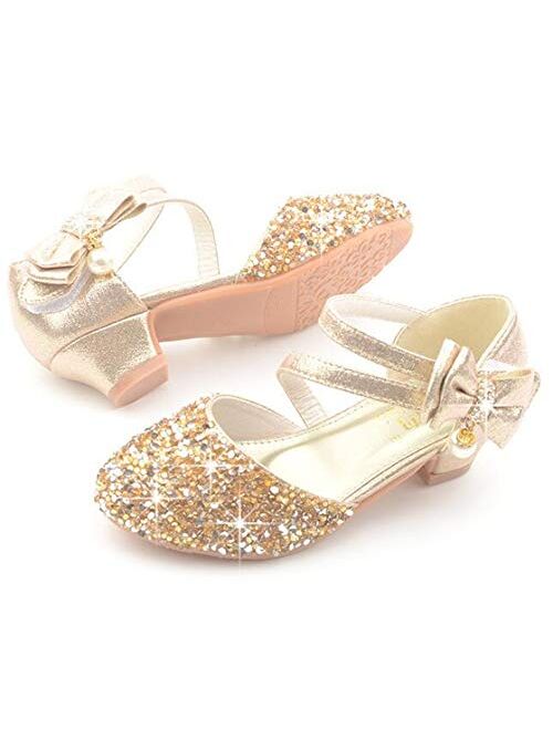 LFHT Little Kids Girls Dress Shoes Mary Jane Wedding Party Shoes Glitter Bridesmaids Princess Heels Sandals(Toddler/Little Kid)