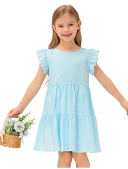 Girls Summer Dress Sleeveless Casual Crewneck A-Line Dresses for 5-12 Years Kids