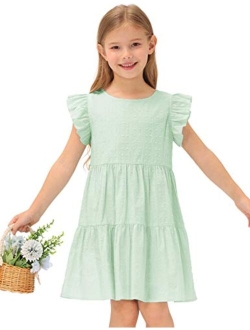 Girls Summer Dress Sleeveless Casual Crewneck A-Line Dresses for 5-12 Years Kids