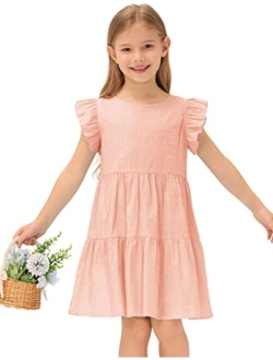 Girls Summer Dress Sleeveless Casual Crewneck A-Line Dresses for 5-12 Years Kids