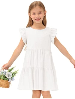 Girls Summer Dress Sleeveless Casual Crewneck A-Line Dresses for 5-12 Years Kids