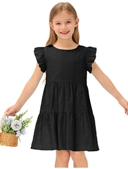 Girls Summer Dress Sleeveless Casual Crewneck A-Line Dresses for 5-12 Years Kids