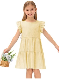 Girls Summer Dress Sleeveless Casual Crewneck A-Line Dresses for 5-12 Years Kids