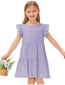 Girls Summer Dress Sleeveless Casual Crewneck A-Line Dresses for 5-12 Years Kids