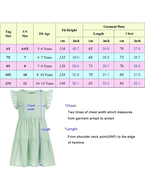 GRACE KARIN Girls Summer Dress Sleeveless Casual Crewneck A-Line Dresses for 5-12 Years Kids