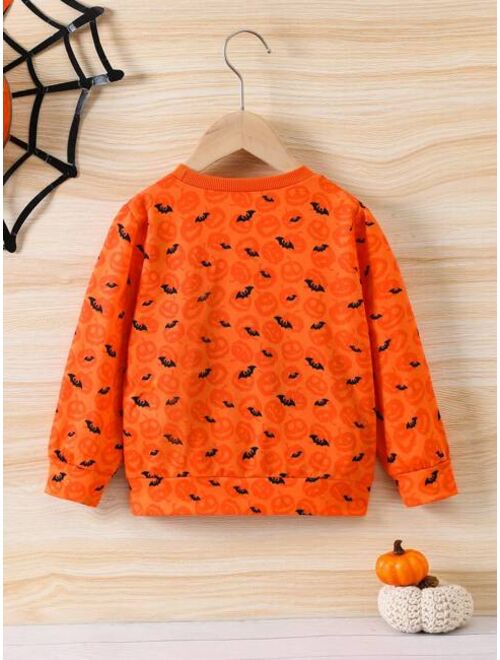 SHEIN Kids EVRYDAY Young Boy Halloween Print Sweatshirt