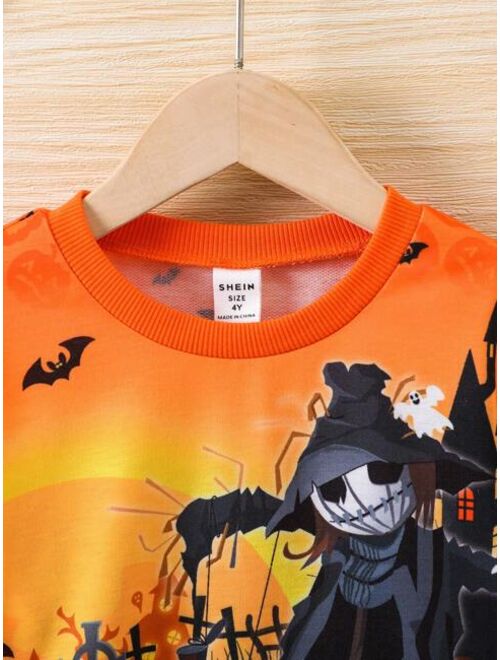 SHEIN Kids EVRYDAY Young Boy Halloween Print Sweatshirt