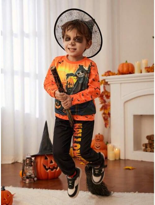 SHEIN Kids EVRYDAY Young Boy Halloween Print Sweatshirt