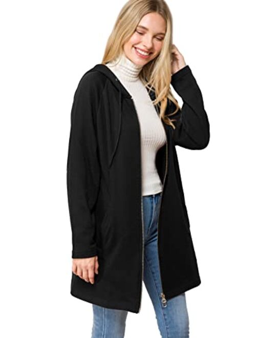 Design by Olivia Women's Casual Oversized Loose Fit Long Sleeve Zip Up Pullover Hoodie Tunic Sweatshirt Jacket (S-3X)