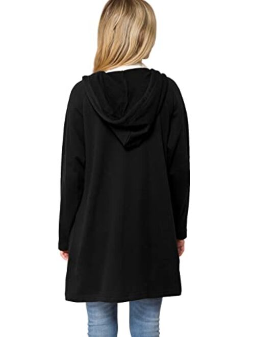 Design by Olivia Women's Casual Oversized Loose Fit Long Sleeve Zip Up Pullover Hoodie Tunic Sweatshirt Jacket (S-3X)