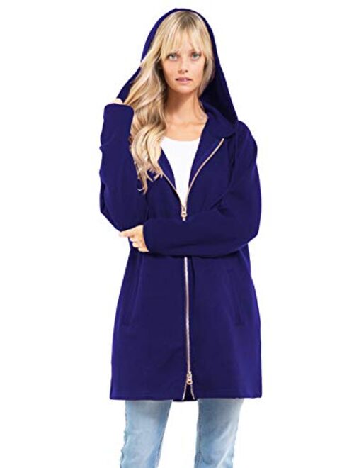 Design by Olivia Women's Casual Oversized Loose Fit Long Sleeve Zip Up Pullover Hoodie Tunic Sweatshirt Jacket (S-3X)