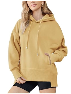 AKEWEI Womens Oversized Sweatshirts Loose Casual Long Sleeve Drop Shoulder Hoodies with Pocket High Low Hem Pullover