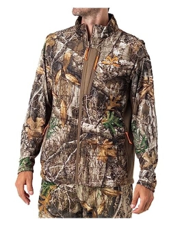 Men's EDGE/Timber Camo and Blaze Orange Hunting Reversible Puffer Vest Jacket, Water Repellent (M-5XL)