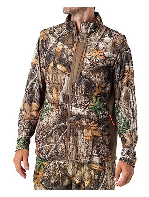 Realtree Men's EDGE/Timber Camo and Blaze Orange Hunting Reversible Puffer Vest Jacket, Water Repellent (M-5XL)