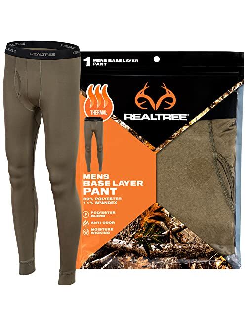 Realtree Mens Thermal Underwear for Men Long Johns Bottoms Tights Hunting Gear- Warm Dry Base Layer Leggings for Cold Weather