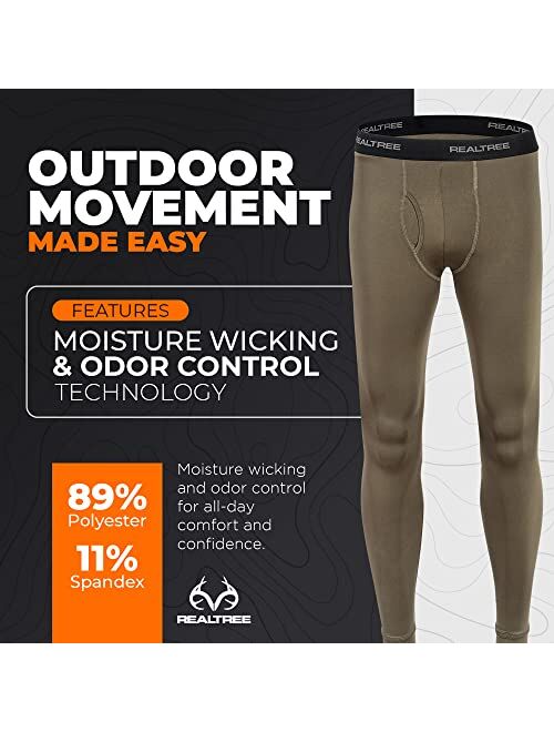 Realtree Mens Thermal Underwear for Men Long Johns Bottoms Tights Hunting Gear- Warm Dry Base Layer Leggings for Cold Weather