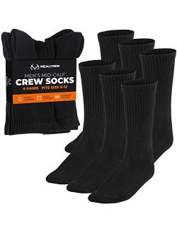 Cushioned Black Mens Socks Crew or Long for Work- Size 6-12