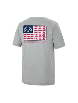 Fishing Camo Americana Saltwater Fish Flag T-Shirt | UV Protection | Dry Weave Shirts for Men and Women