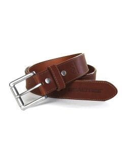 Stitched Brown Leather Belt