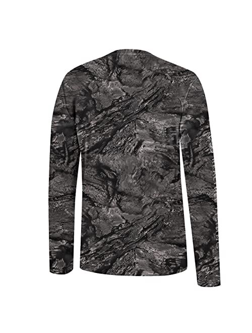 Realtree Men's Fishing Camo Sun Protection UV UPF 50+ Long Sleeve Shirts and Hoodies Running Hiking Quick Dry