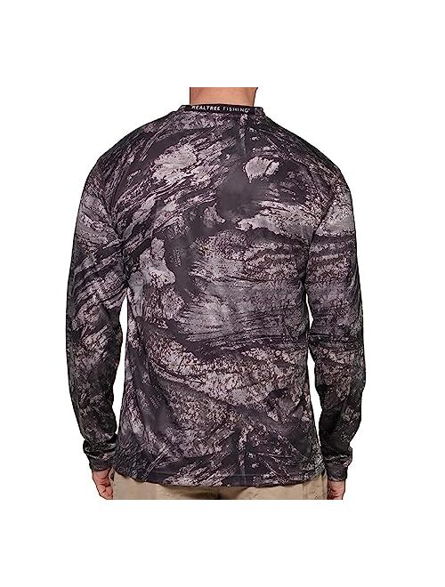 Realtree Men's Fishing Camo Sun Protection UV UPF 50+ Long Sleeve Shirts and Hoodies Running Hiking Quick Dry