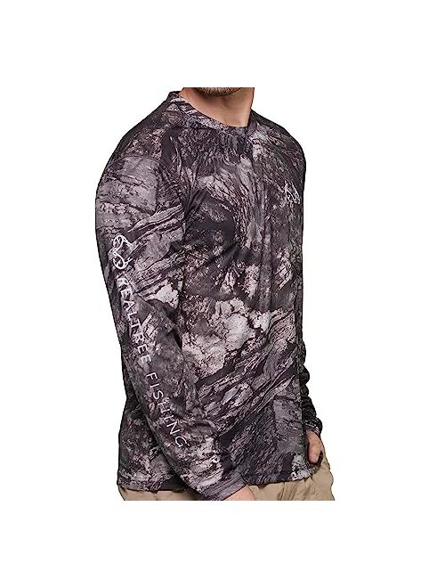 Realtree Men's Fishing Camo Sun Protection UV UPF 50+ Long Sleeve Shirts and Hoodies Running Hiking Quick Dry