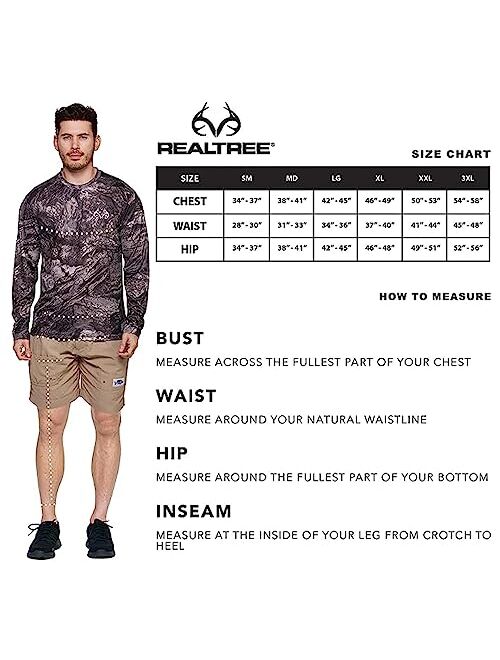 Realtree Men's Fishing Camo Sun Protection UV UPF 50+ Long Sleeve Shirts and Hoodies Running Hiking Quick Dry