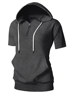 GIVON Womens Slim Fit Zip Up Hoodie with Pockets Short Sleeve Full Zip Hooded Sweatshirt