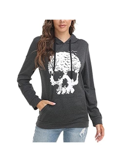 Calvin&Sally Skull Shirts for Women Funny Gothic Graphic Tank Tops Casual Short Sleeve Halloween Tshirts Novelty Horror Tee Shirts