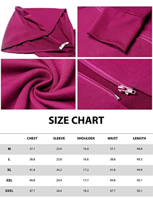 Zeagoo Womens Zip Up Hooded Robe Lightweight Sweatshirt Long Hoodie Jacket with Pockets M-3XL