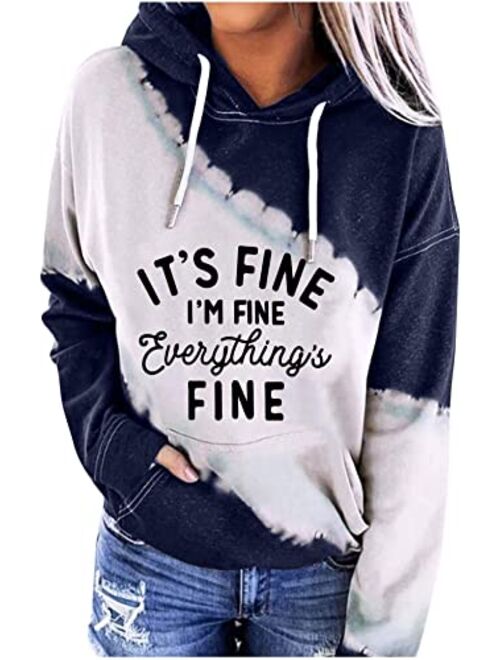 VILOVE Funny Sweatshirts for Women Its Fine Im Fine Everything is Fine Shirts Inspirational T-Shirt Cute Sayings Tee Tops