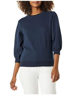 Women's French Terry Fleece Sleeve Detail Crewneck Sweatshirt