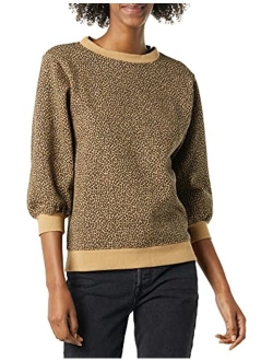 Women's French Terry Fleece Sleeve Detail Crewneck Sweatshirt