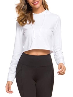 DIRASS Women's Long Sleeve Cropped Hoodie Casual Pullover Active Top Sweatshirt