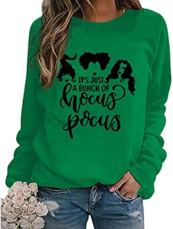 Hebbe Hocus Pocus Sweatshirt For Women Halloween Sweatshirt Funny Sanderson Sisters Long Sleeve Pullovers Sweatshirts Tee Tops