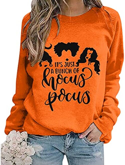 Hebbe Hocus Pocus Sweatshirt For Women Halloween Sweatshirt Funny Sanderson Sisters Long Sleeve Pullovers Sweatshirts Tee Tops