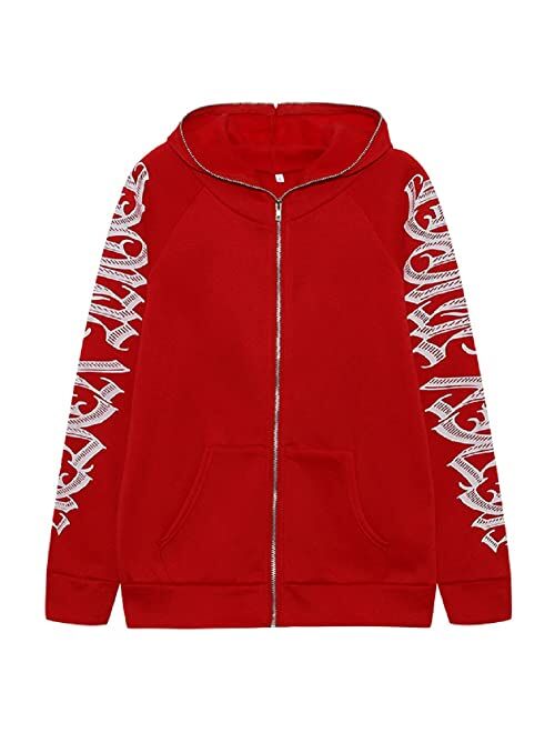 YEOU Women Rhinestone Y2K Spider Skeleton Hoodies Punk Jackets Streetwear Goth Harajuku Oversized Zip Up Hoodie